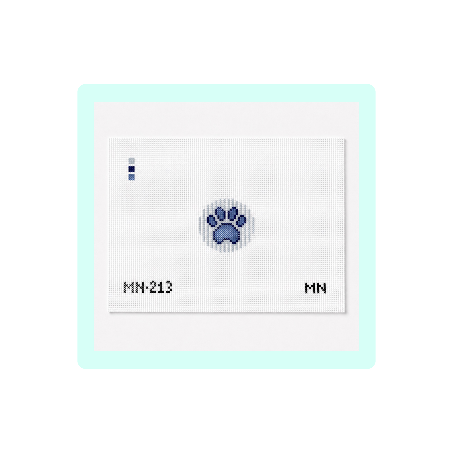 Blue Stripe Paw Mini | Needlepoint Canvas | Stitch Printed | 18 Mesh | Magnolia Needlepoint