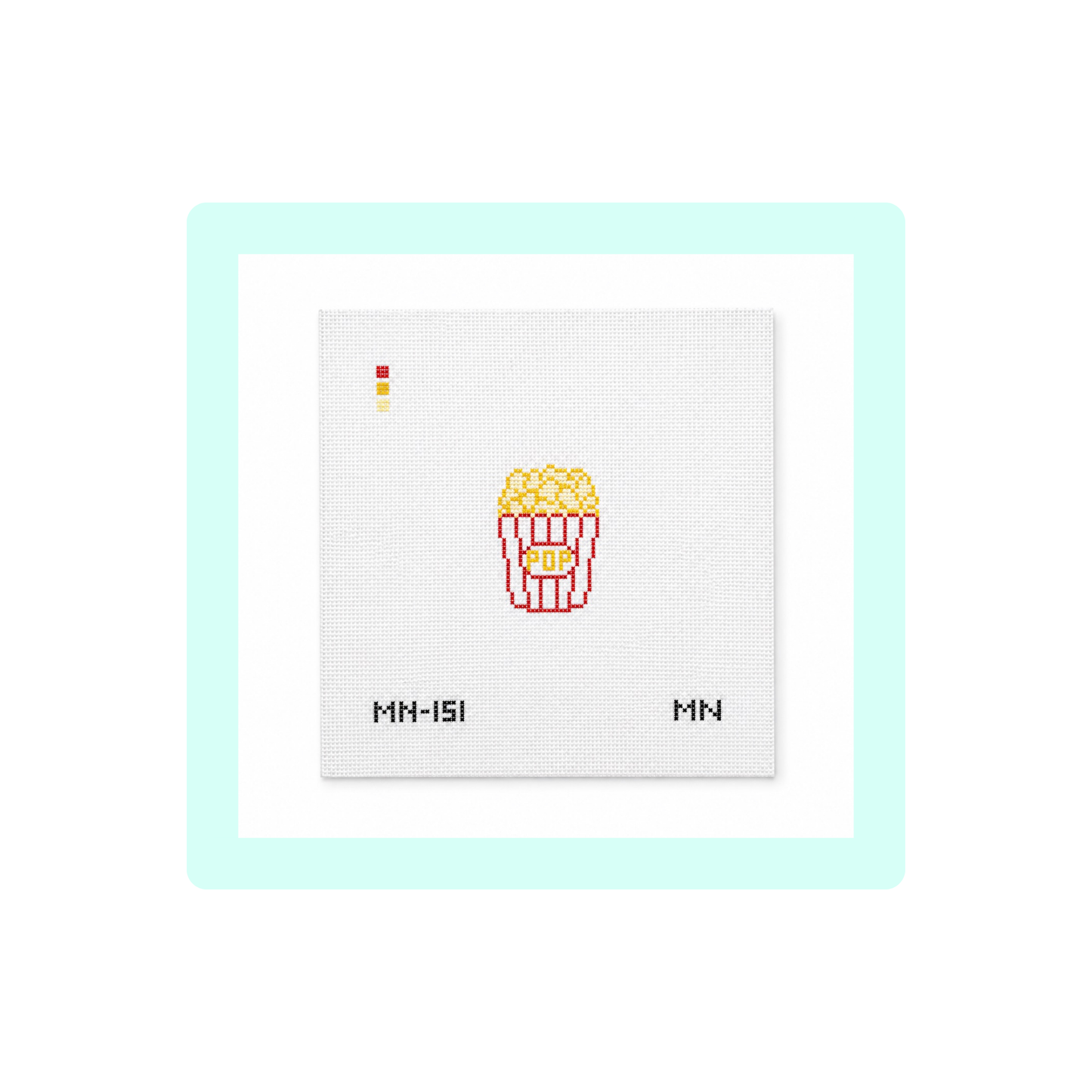 Popcorn Mini Canvas | Needlepoint Canvas | Hand Painted | 18 Mesh | Magnolia Needlepoint