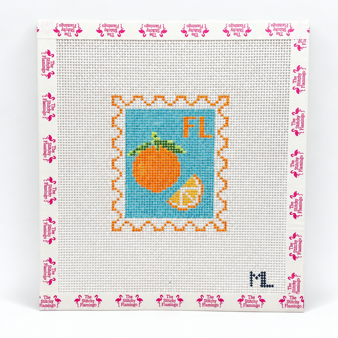 Florida Stamp | Florida Oranges | Hand Painted | ML Designs