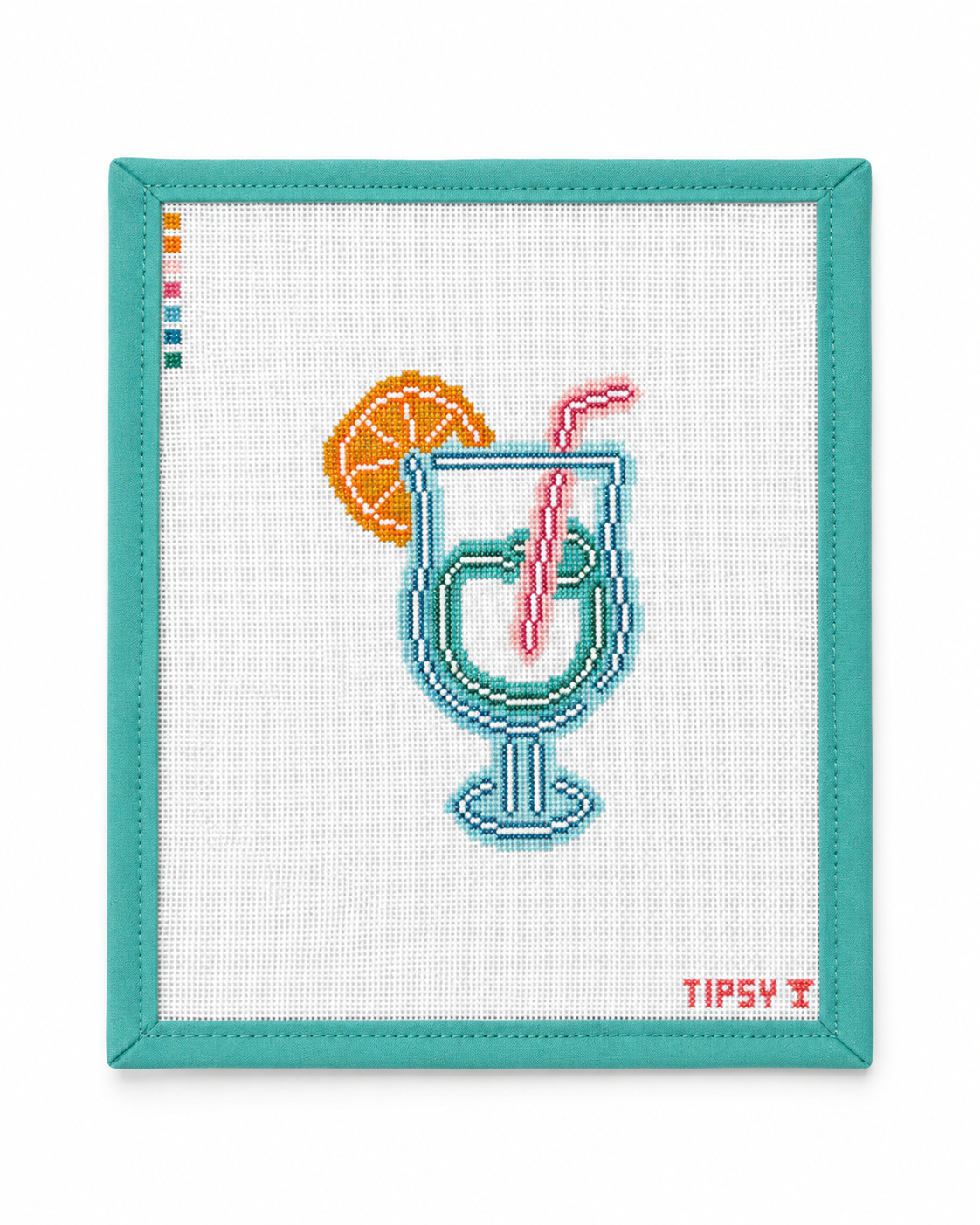 Neon Cocktail | Needlepoint Canvas | Hand Painted | 18 Mesh | Threaded & Tipsy