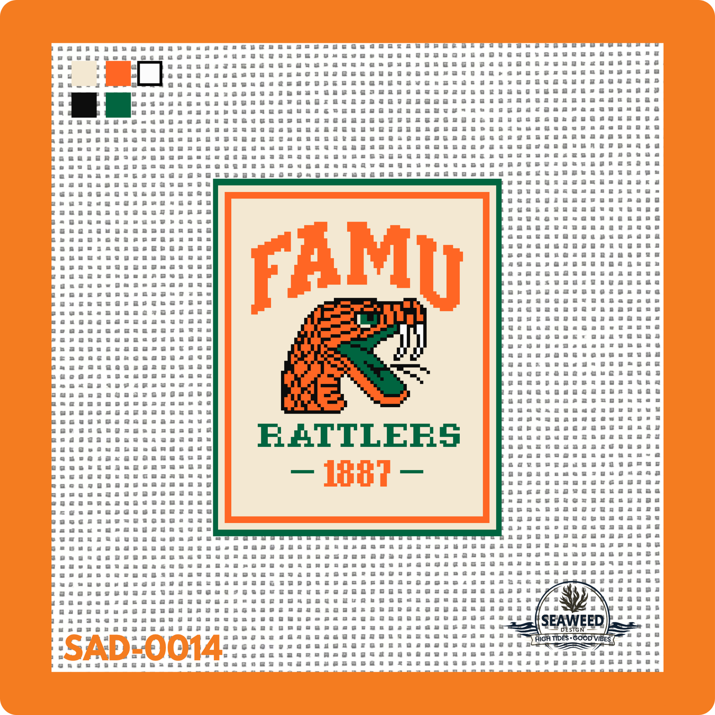 Rattler Pride | Needlepoint Canvas | Seaweed Apparel & Design