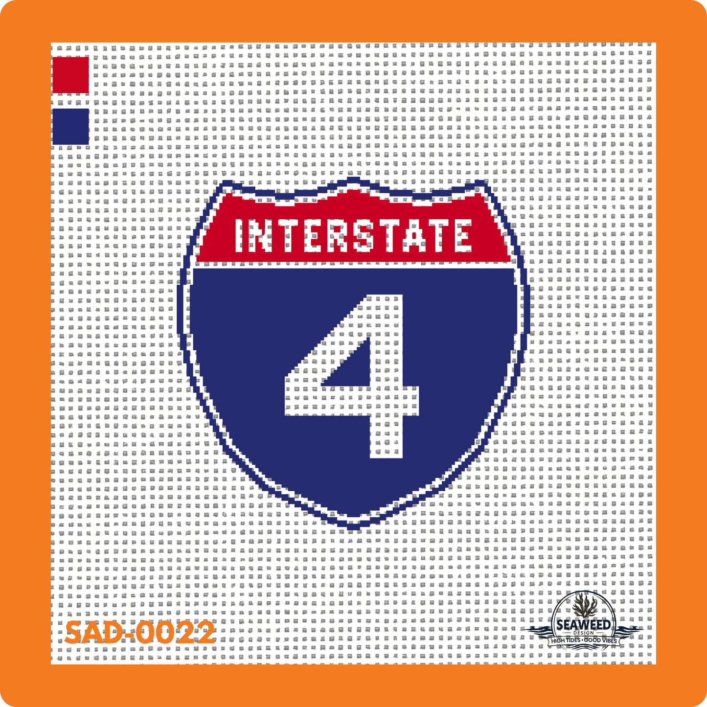 i4 | Interstate 4 | Needlepoint Canvas | Seaweed Apparel & Design