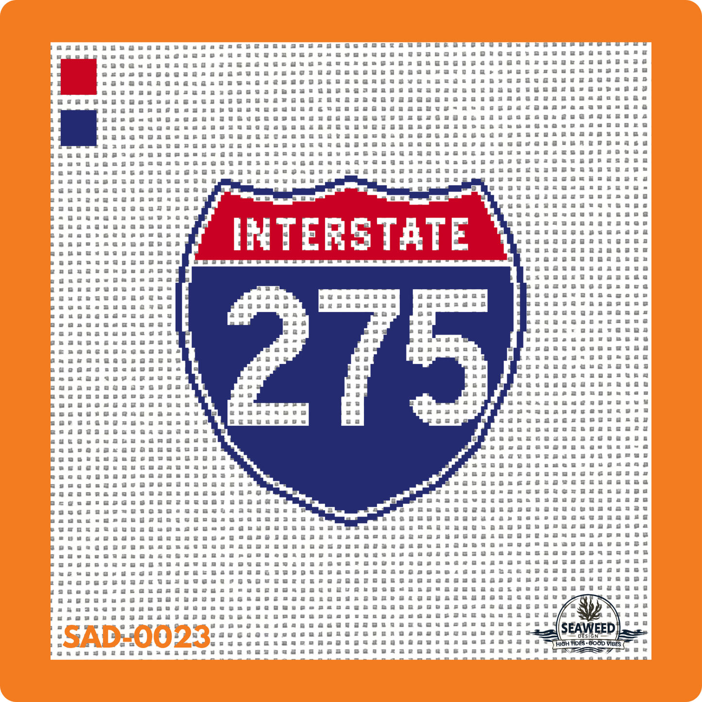 i275 | Interstate 275 | Needlepoint Canvas | Seaweed Apparel & Design