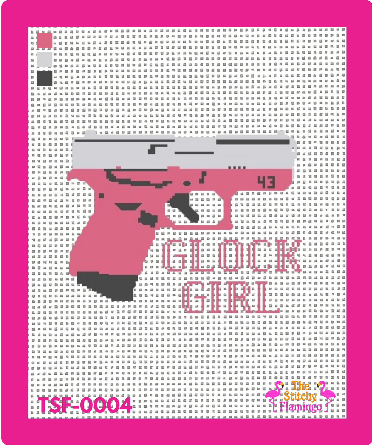 Glock 43 | Pink | Glock Girl | Needlepoint Canvas