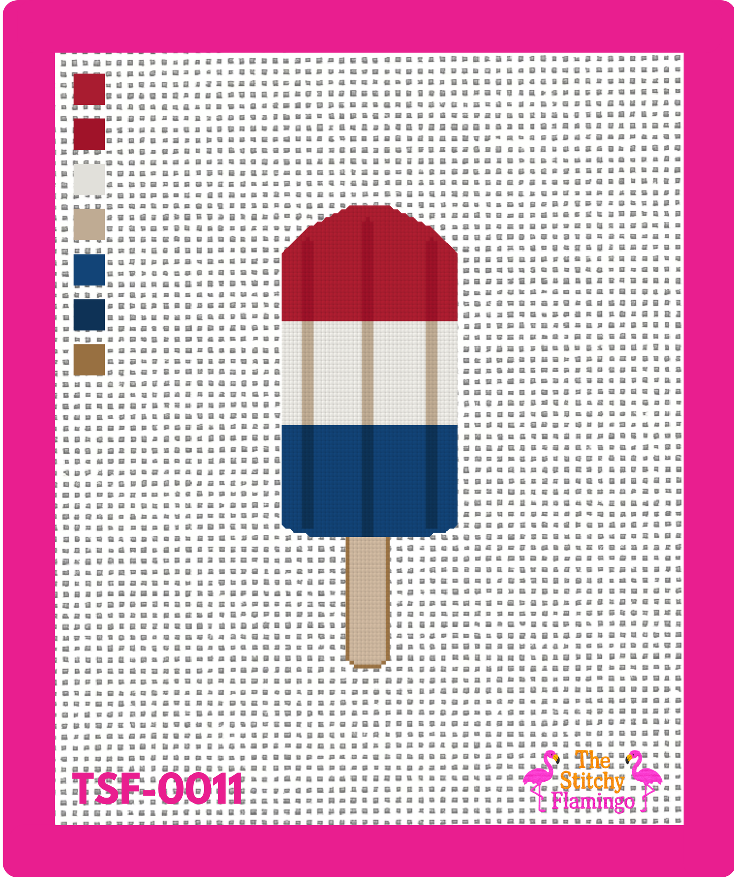 Popsicle - Red, White & Blue - Beginner Friendly - Needlepoint Canvas