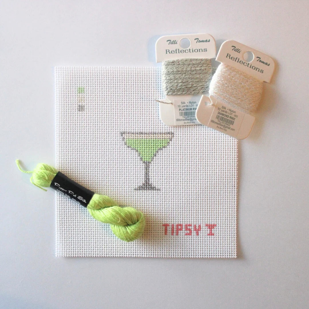 Mini Marg | Needlepoint Canvas | Stitch Painted | 13 Mesh | Threaded & Tipsy
