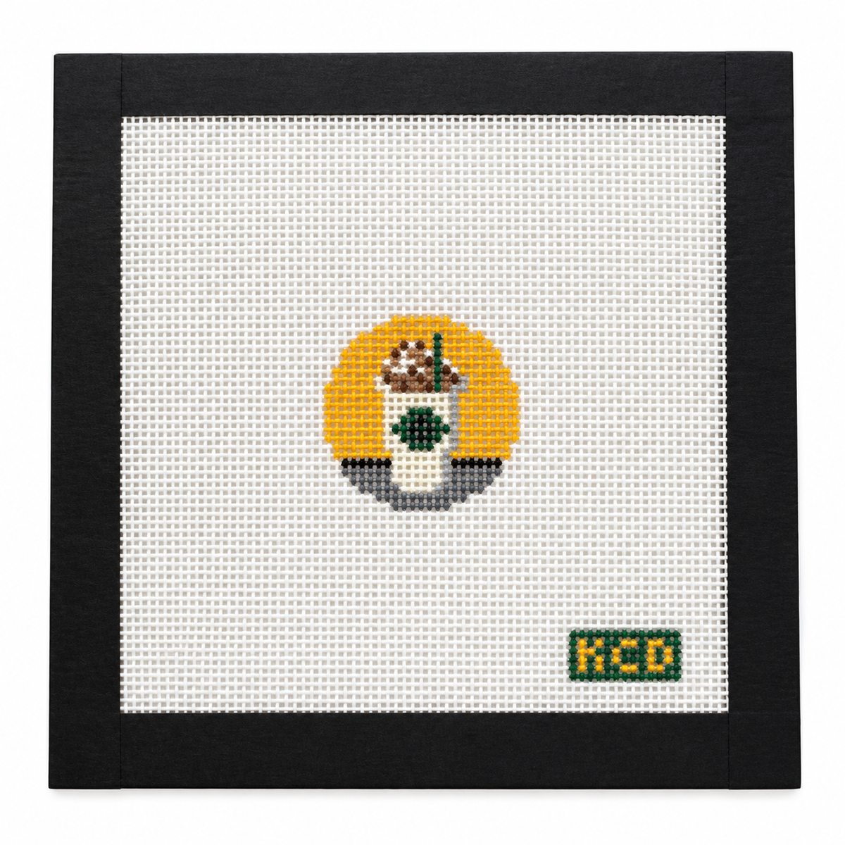 Coffee to Go Mini Needlepoint Canvas | Hand Painted | Kelsey Christina Designs