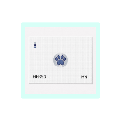 Blue Stripe Paw Mini | Needlepoint Canvas | Stitch Printed | 18 Mesh | Magnolia Needlepoint