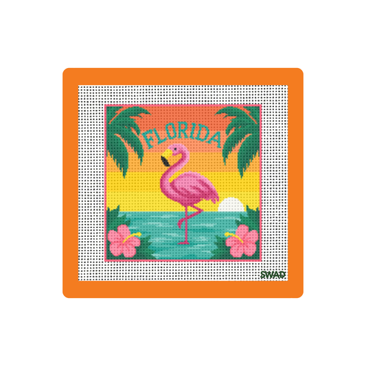 Florida Flamingo | Needlepoint Canvas | Seaweed Apparel & Design