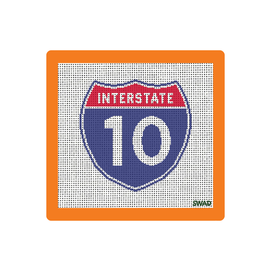 i10 | Interstate 10 | Needlepoint Canvas | Seaweed Apparel & Design