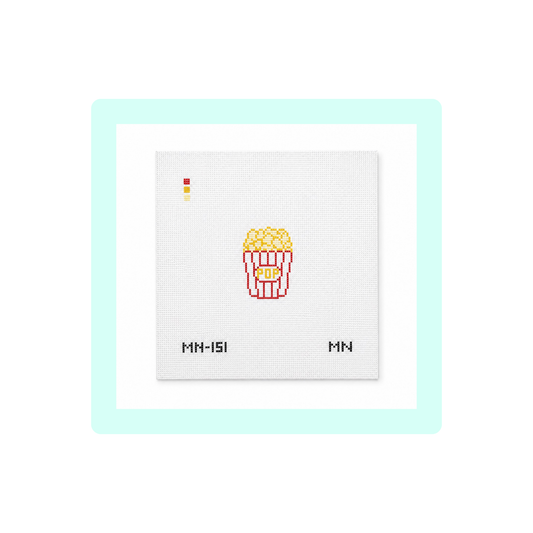 Popcorn Mini Canvas | Needlepoint Canvas | Hand Painted | 18 Mesh | Magnolia Needlepoint