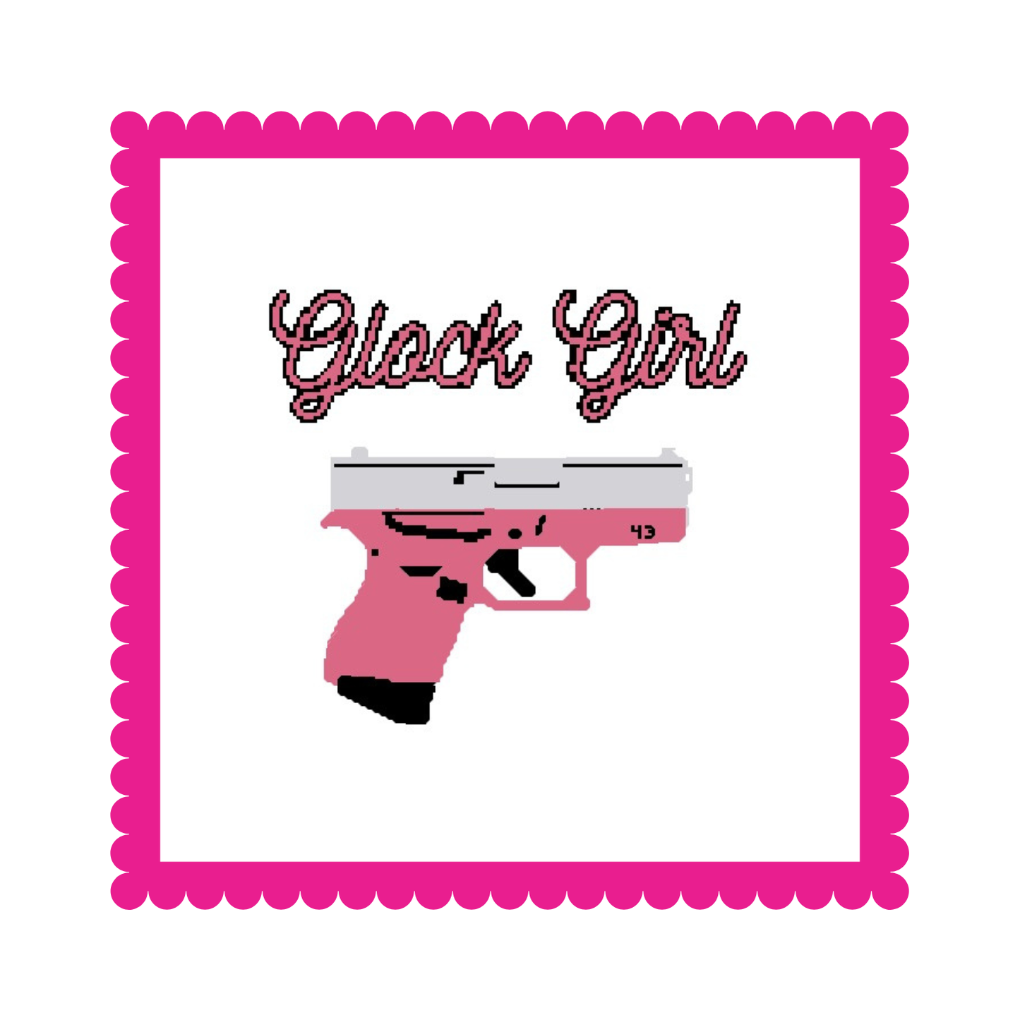 Glock 43 - Pink & Black Glock Girl - Needlepoint Canvas