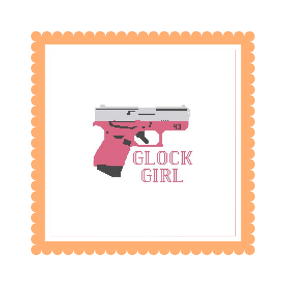 Glock 43 - Pink Glock Girl - Needlepoint Canvas