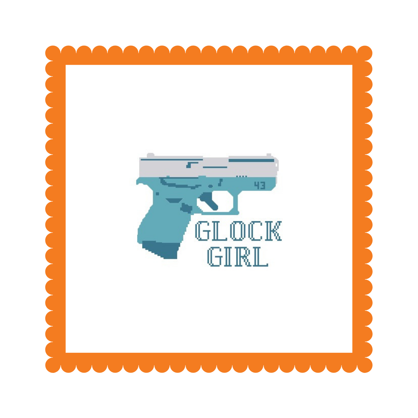 Glock 43 - Teal Glock Girl - Needlepoint Canvas