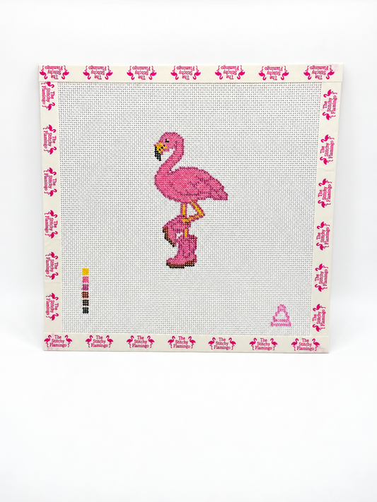 Boot Scootin’ Flamingo | Hand Painted | Stitched Stirrup