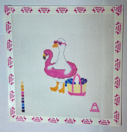 Summer Porch Goose | Hand Painted | Stitched Stirrup
