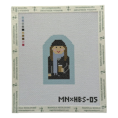 Queen of Coffee | Needlepoint Canvas | Stitch Printed | 13 Mesh | Magnolia X Hallee Blue