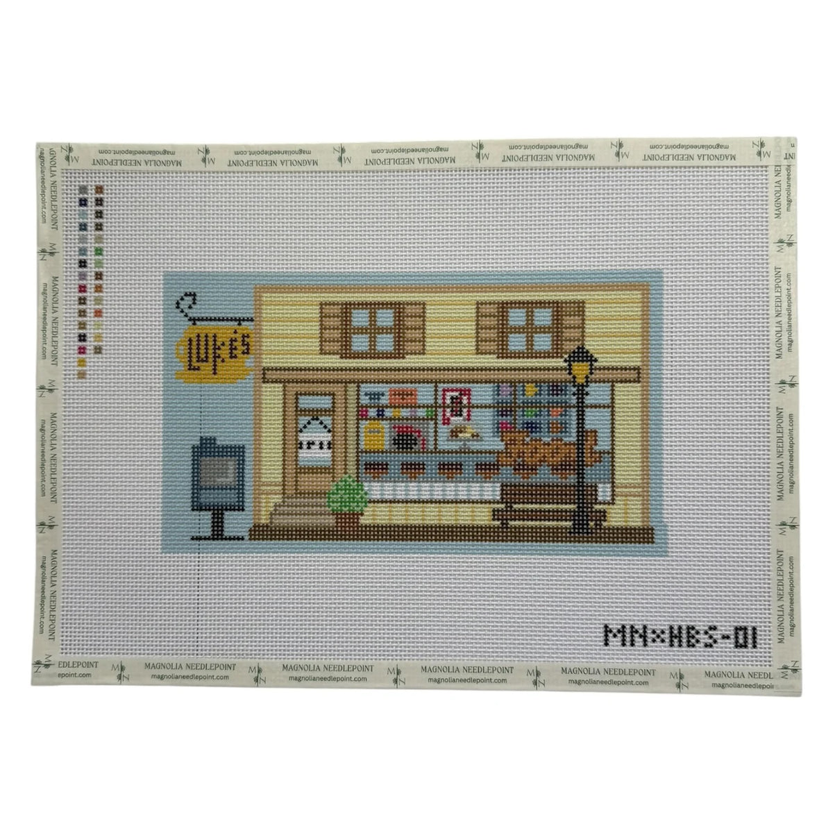 Small Town Diner | Needlepoint Canvas | Stitch Printed | 13 Mesh | Magnolia X Hallee Blue