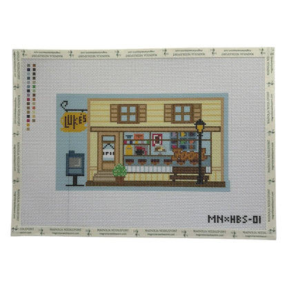 Small Town Diner | Needlepoint Canvas | Stitch Printed | 13 Mesh | Magnolia X Hallee Blue