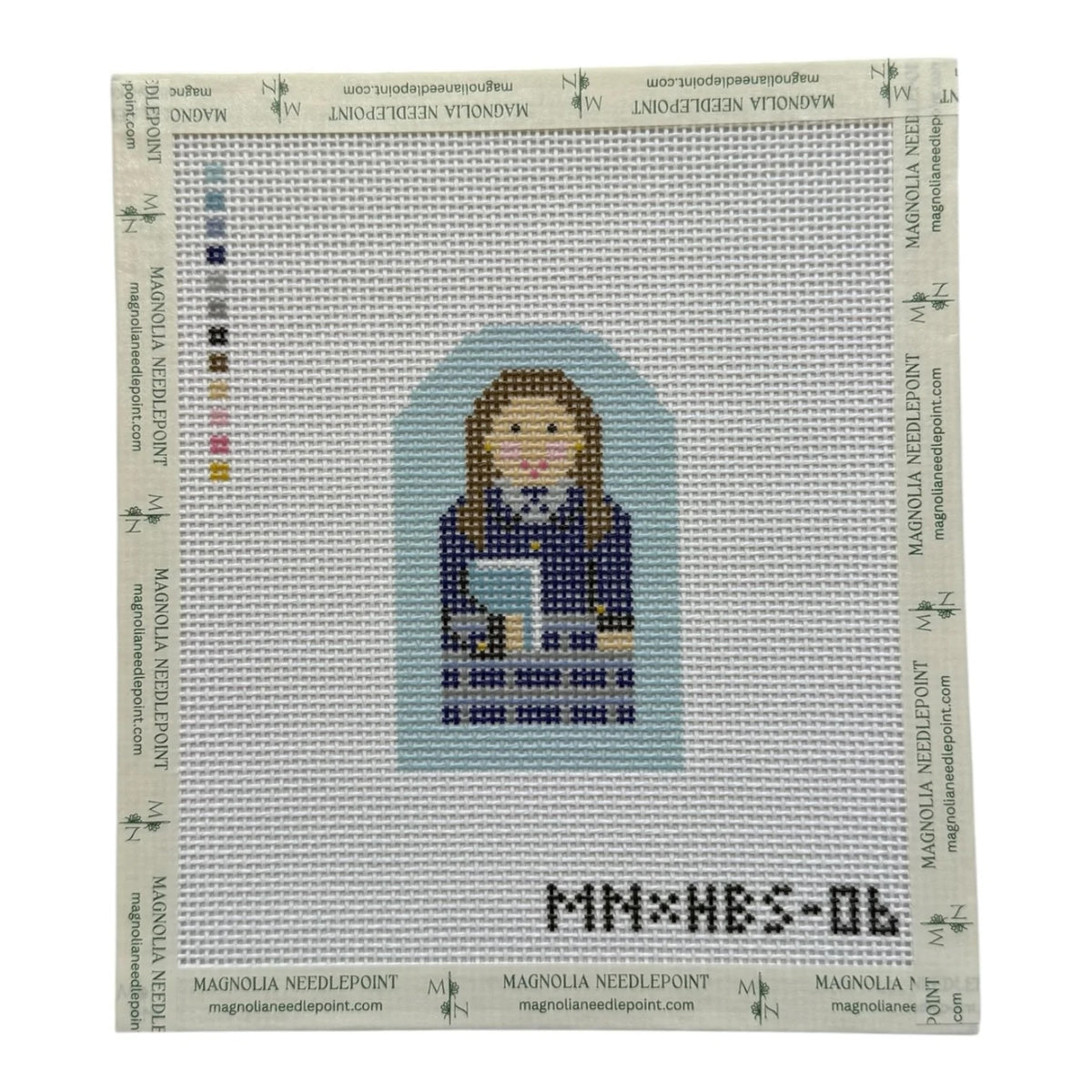 Bookish Daughter | Needlepoint Canvas | Stitch Printed | 13 Mesh | Magnolia X Hallee Blue