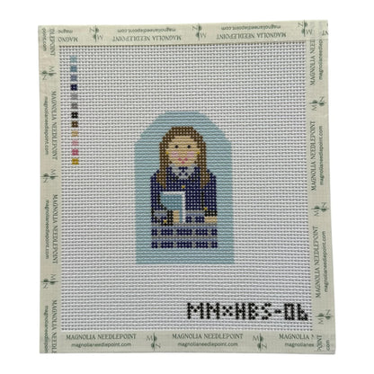 Bookish Daughter | Needlepoint Canvas | Stitch Printed | 13 Mesh | Magnolia X Hallee Blue