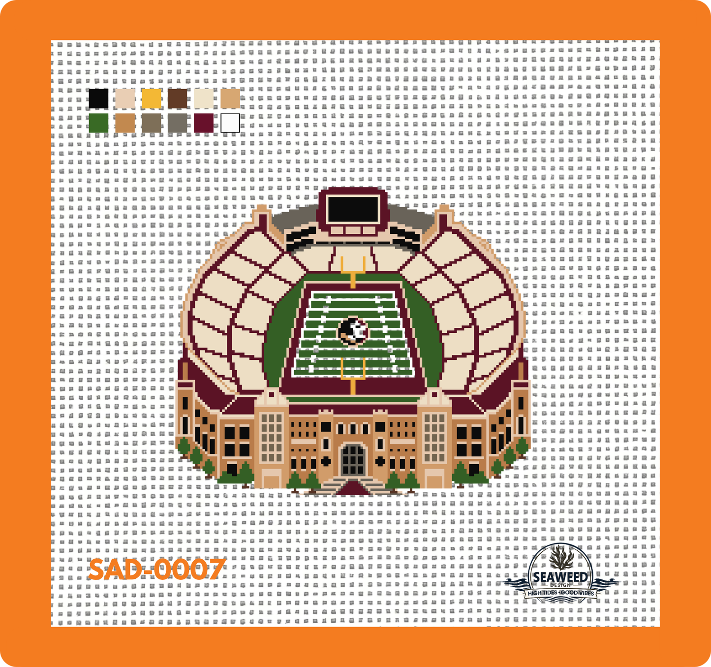 Tallahassee Stadium | Needlepoint Canvas | Seaweed Apparel & Design