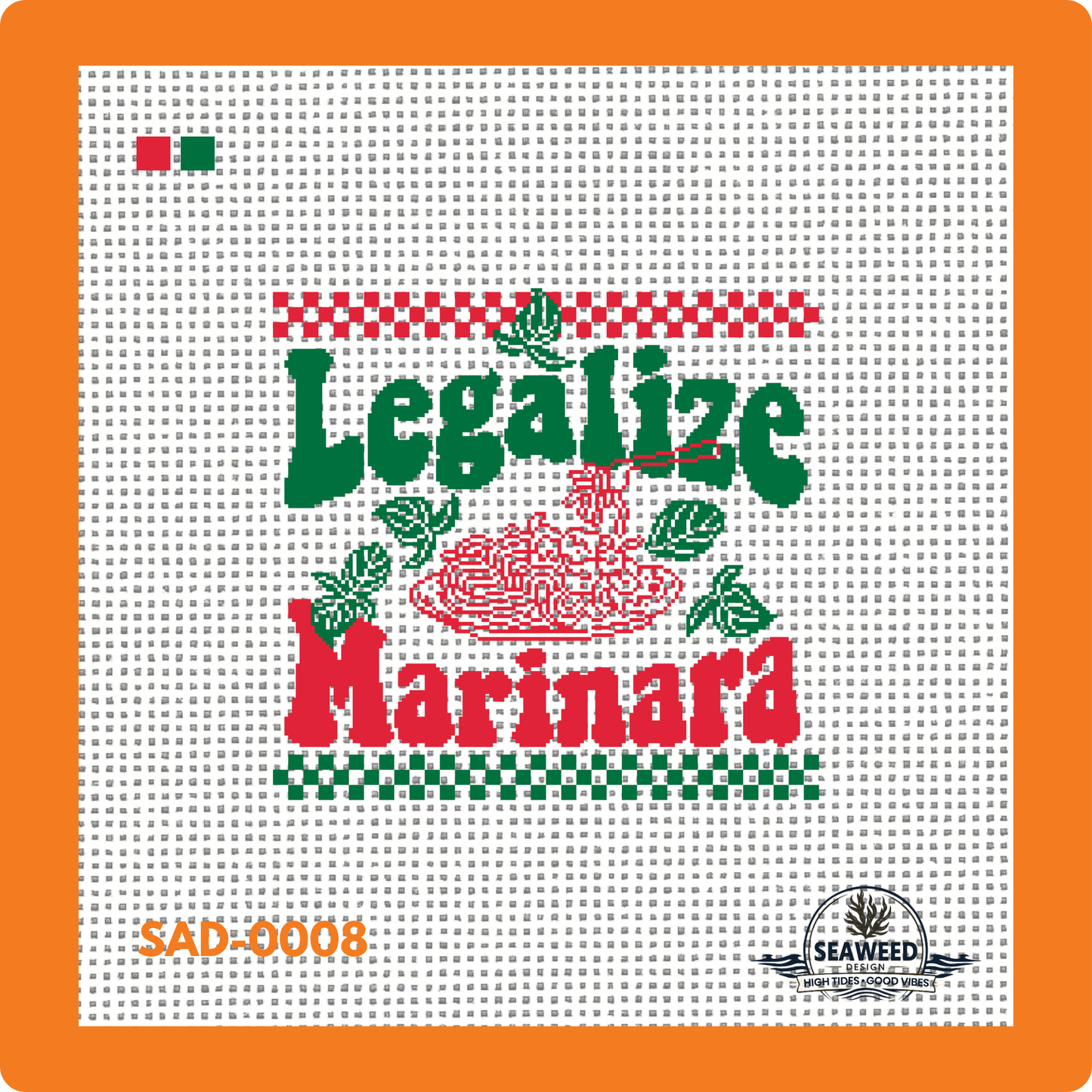Legalize Marinara | Needlepoint Canvas | Seaweed Apparel & Design