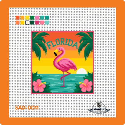 Florida Flamingo | Needlepoint Canvas | Seaweed Apparel & Design