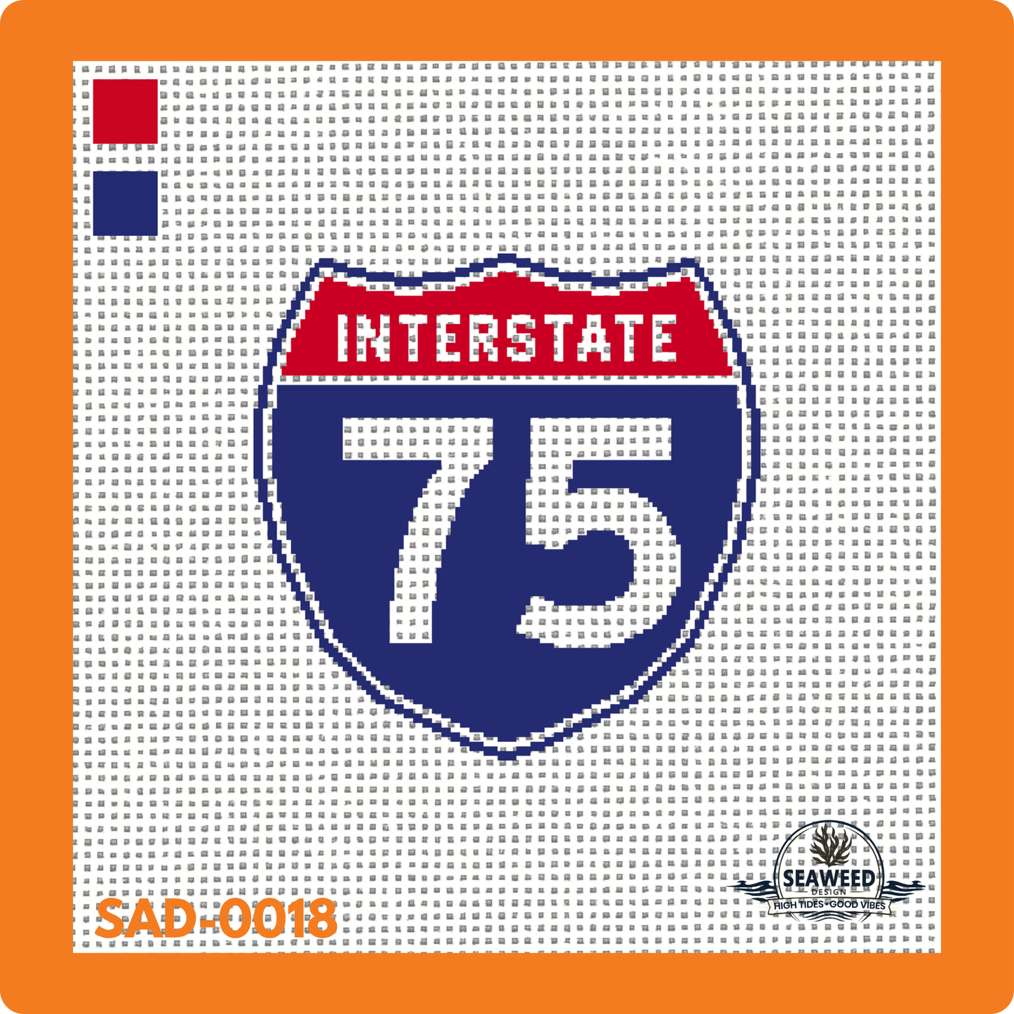 i75 | Interstate 75 | Needlepoint Canvas | Seaweed Apparel & Design