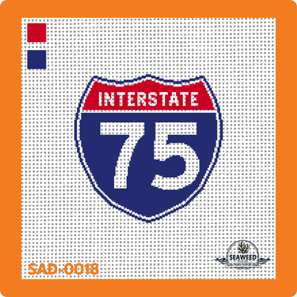 i75 | Interstate 75 | Needlepoint Canvas | Seaweed Apparel & Design