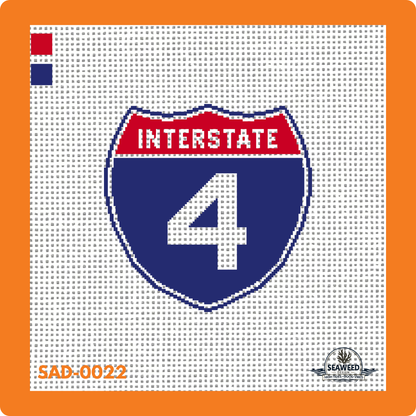i4 | Interstate 4 | Needlepoint Canvas | Seaweed Apparel & Design