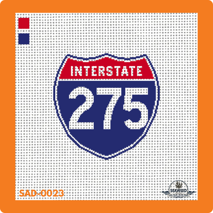 i275 | Interstate 275 | Needlepoint Canvas | Seaweed Apparel & Design