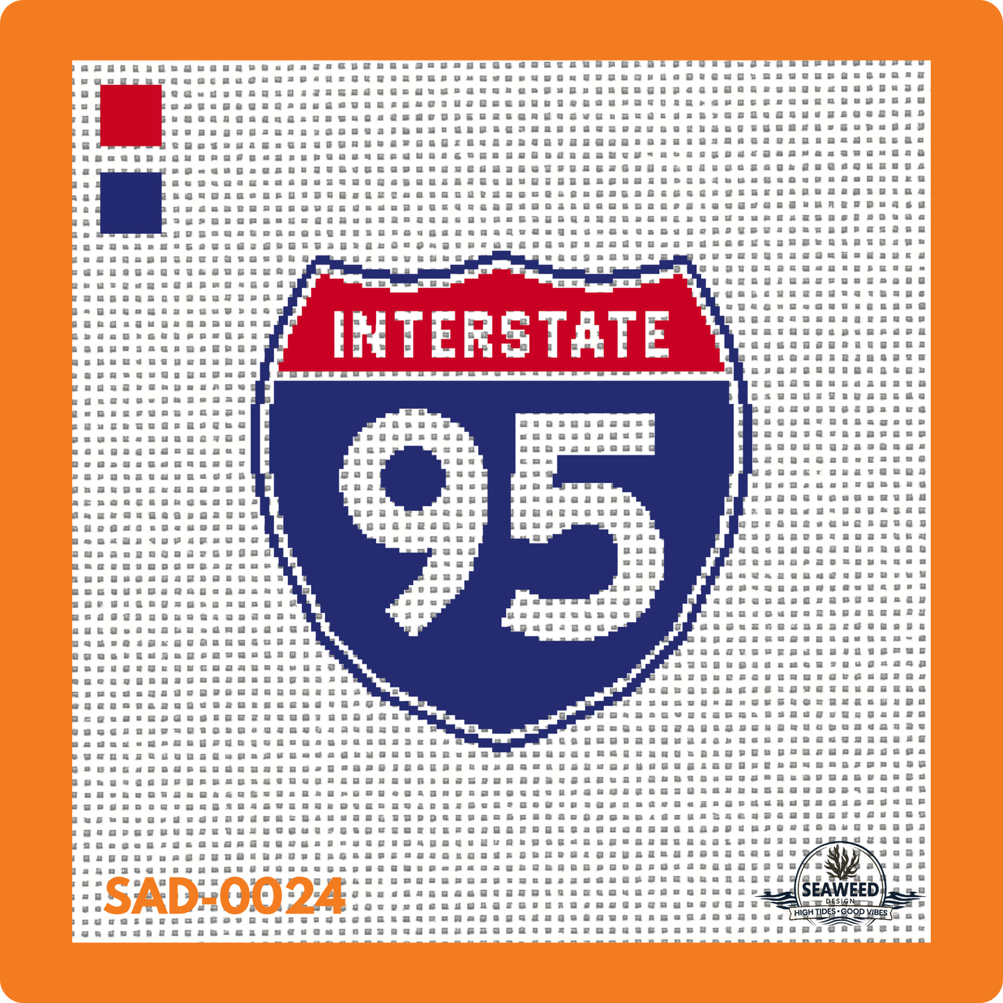 i95 | Interstate 95 | Needlepoint Canvas | Seaweed Apparel & Design