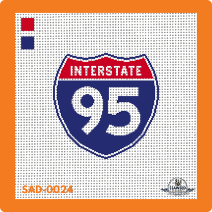i95 | Interstate 95 | Needlepoint Canvas | Seaweed Apparel & Design