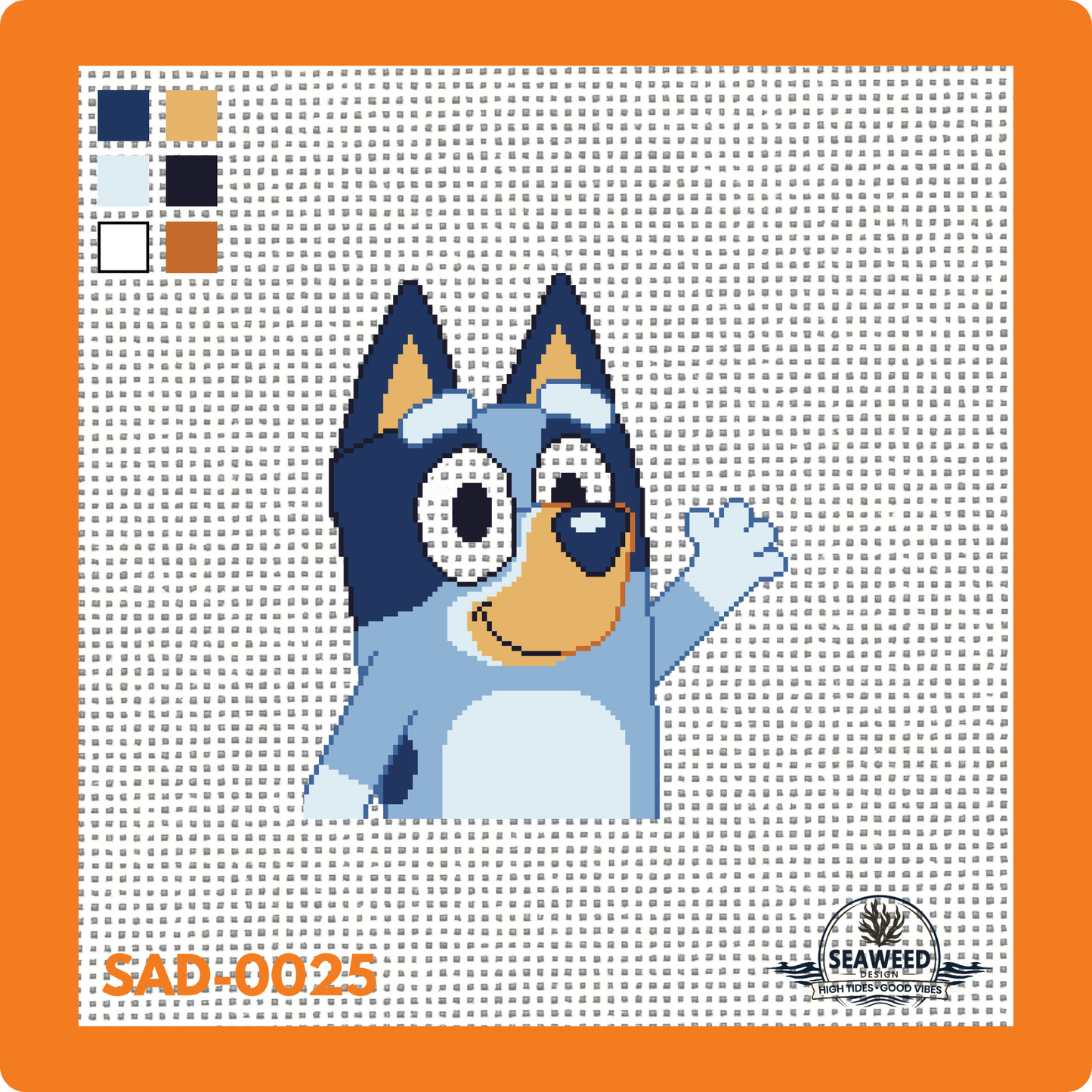 Bluey | Blue Heeler | Needlepoint Canvas | Seaweed Apparel & Design