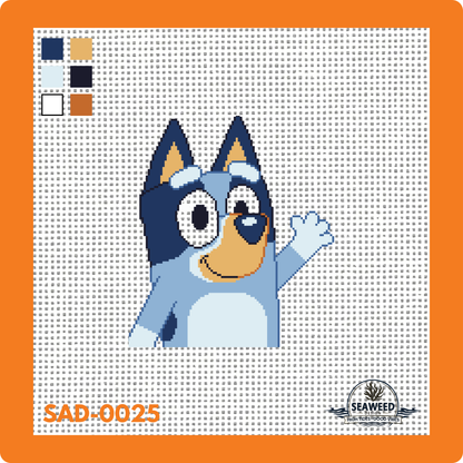 Bluey | Blue Heeler | Needlepoint Canvas | Seaweed Apparel & Design