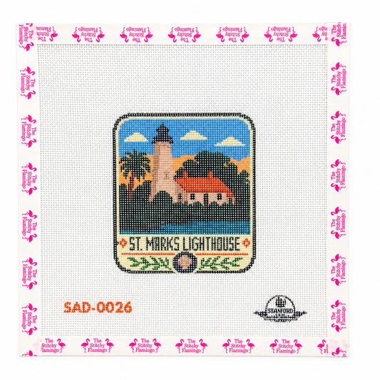 St. Marks Lighthouse | St. Marks, Florida | Needlepoint Canvas | Seaweed Apparel & Design