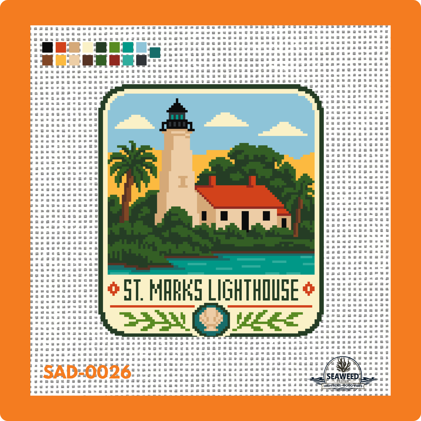St. Marks Lighthouse | St. Marks, Florida | Needlepoint Canvas | Seaweed Apparel & Design