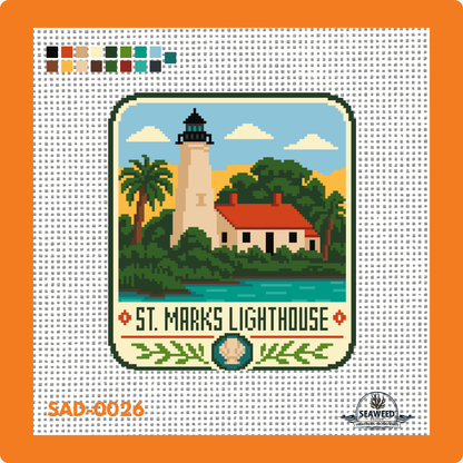 St. Marks Lighthouse | St. Marks, Florida | Needlepoint Canvas | Seaweed Apparel & Design