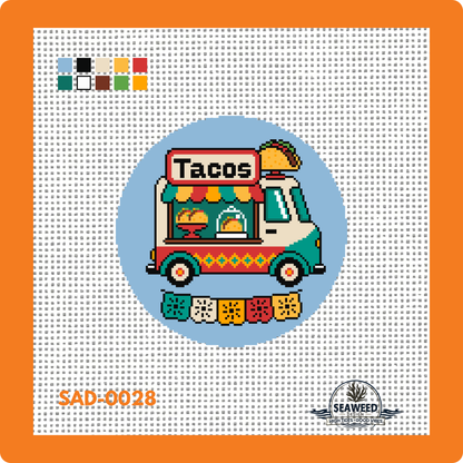 Taco Truck | Taco Tuesday, Every Day | Needlepoint Canvas | Seaweed Apparel & Design