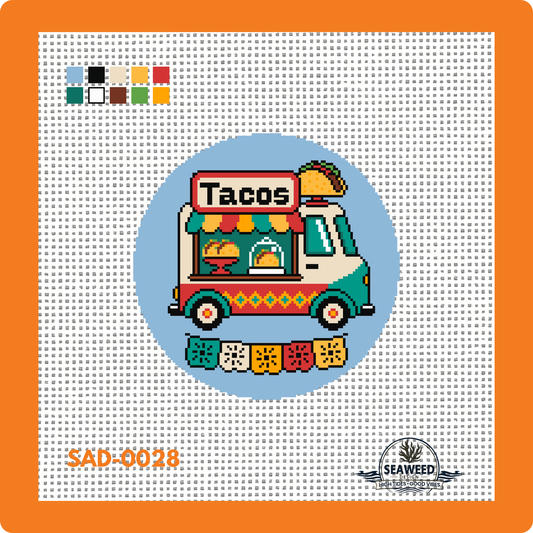 Taco Truck | Taco Tuesday, Every Day | Needlepoint Canvas | Seaweed Apparel & Design