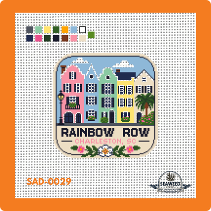 Rainbow Row | Charleston, SC | Needlepoint Canvas | Seaweed Apparel & Design