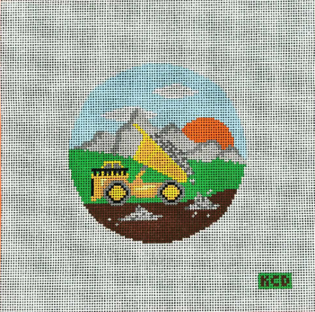 Construction Series: Dump Truck Needlepoint Canvas | Hand Painted | Kelsey Christina Designs