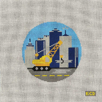 Construction Series: Crane Needlepoint Canvas | Hand Painted | Kelsey Christina Designs
