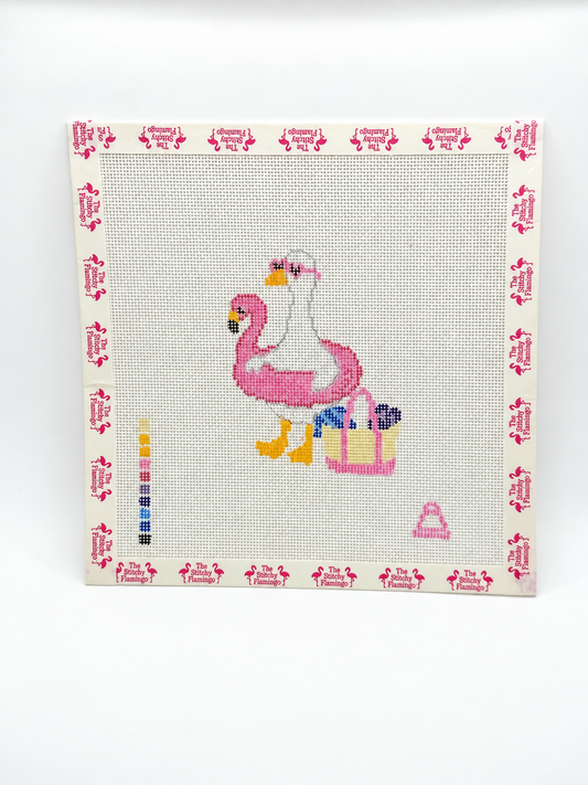 Summer Porch Goose | Hand Painted | Stitched Stirrup