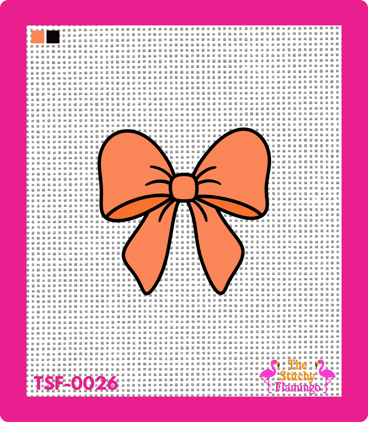 Orange Bow | Needlepoint Canvas | The Stitchy Flamingo