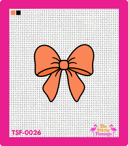 Orange Bow | Needlepoint Canvas | The Stitchy Flamingo