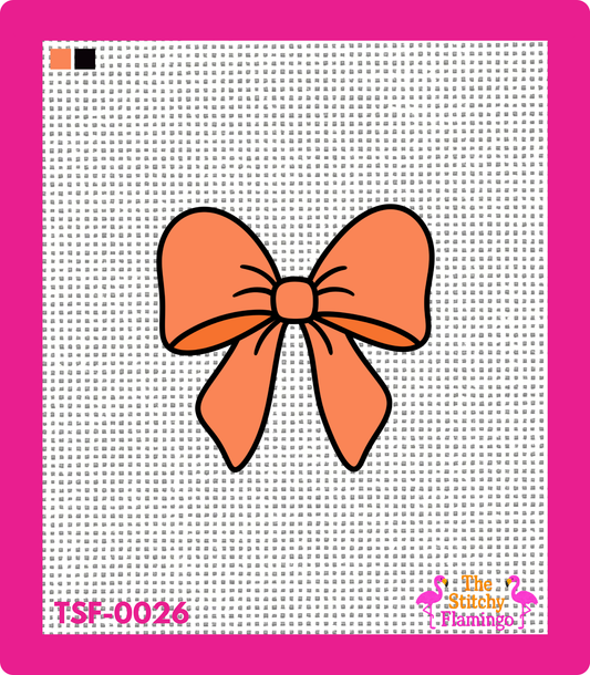 Orange Bow | Needlepoint Canvas | The Stitchy Flamingo