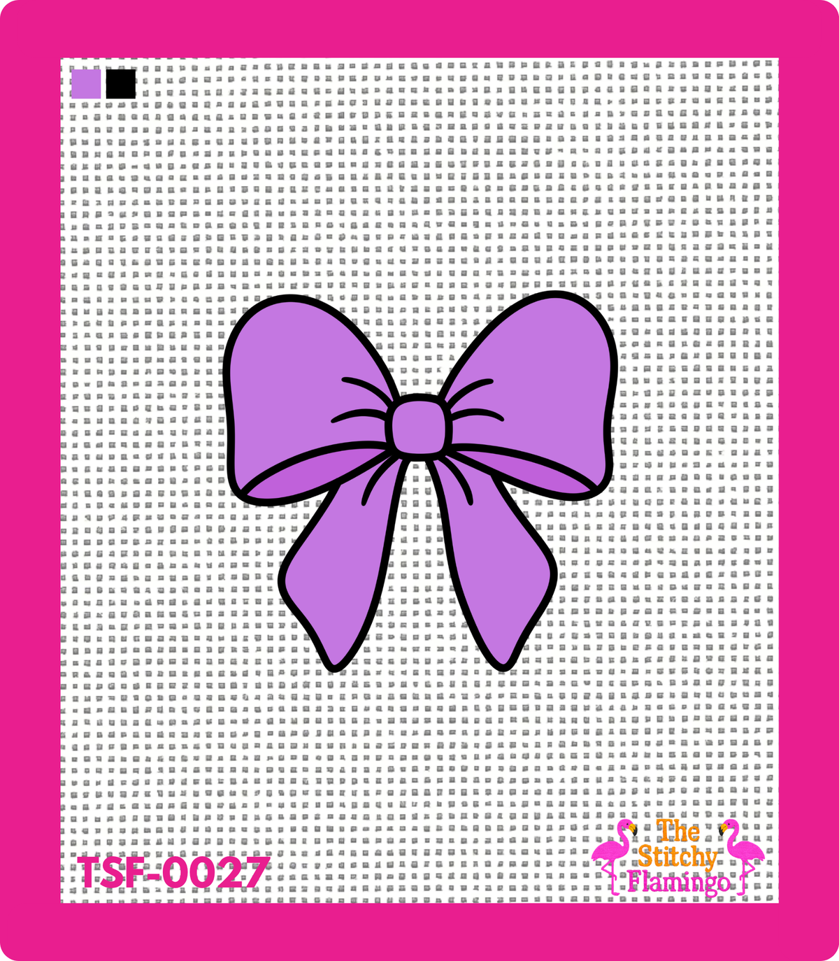 Purple Bow | Needlepoint Canvas | The Stitchy Flamingo