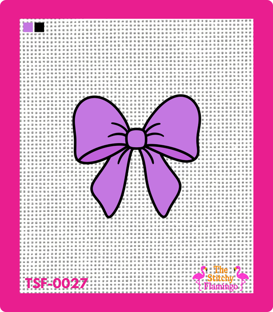 Purple Bow | Needlepoint Canvas | The Stitchy Flamingo
